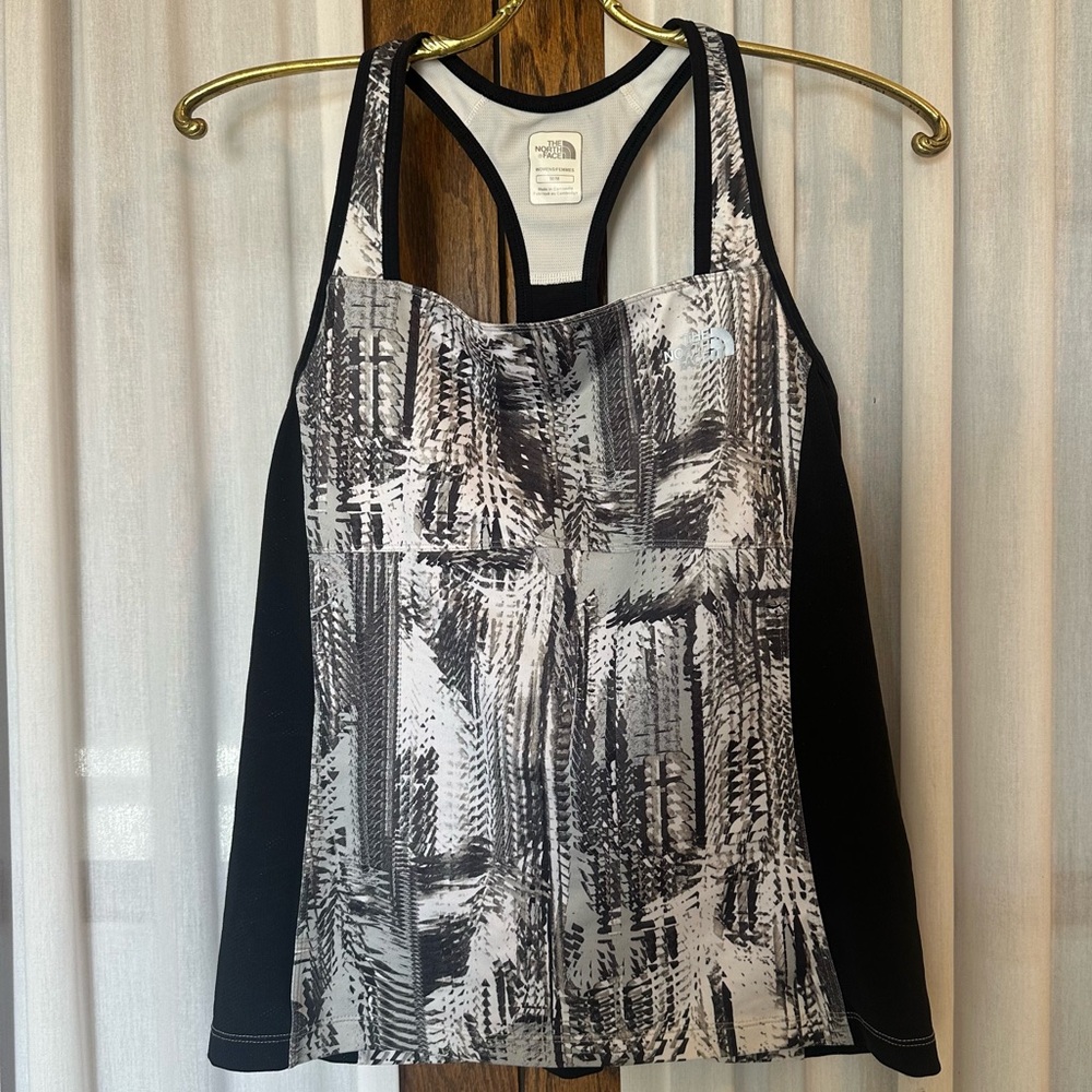 The North Face Black Gray Print T-Back Tank